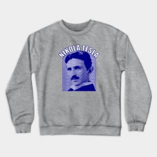 Nikola Tesla Blue Wave Portrait Crewneck Sweatshirt